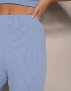 glo-story Pantaloni Albaștri Largi din Material Fin Striat Kasaida