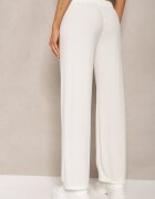glo-story Pantaloni Albi Largi din Material cu Nervuri Delicate Kasaida