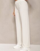 glo-story Pantaloni Albi Largi din Material cu Nervuri Delicate Kasaida