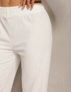 glo-story Pantaloni Albi Largi din Material cu Nervuri Delicate Kasaida