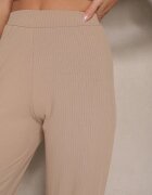 glo-story Pantaloni Bej închis Largi din Material cu striatii fine Kasaida