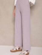 glo-story Pantaloni Largi Violet deschis din material fin reiat Kasaida