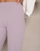 glo-story Pantaloni Largi Violet deschis din material fin reiat Kasaida