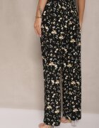 glo-story Pantaloni Negri cu Talie Înaltă cu Imprimeu Floral Zolsedi