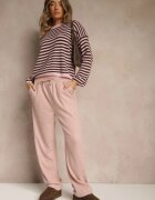 glo-story Pantaloni Roze High Waist cu Elastic și Șnururi în Talie Rallena