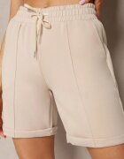 glo-story Pantaloni scurți Bej Casual High Waist cu Buzunare Finisați cu Elastic Shezetta