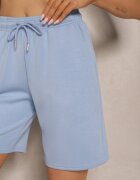 glo-story Pantaloni scurți clasici albastru deschis până la genunchi cu elastic în talie Fermatia