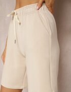 glo-story Pantaloni scurți Clasici Bej deschis până la genunchi cu elastic în talie Fermatia