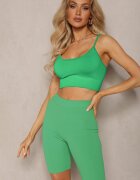 glo-story Pantaloni scurți Colanți scurți Sport Verde Reiat Talie înaltă Steiama