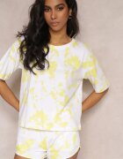 glo-story Pantaloni scurți Galben cu elastic în talie cu imprimeu Tie Dye Nurici