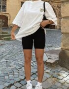 glo-story Pantaloni scurți Negri Sport Cicliști Striați High Waist Steiama