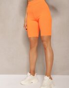 glo-story Pantaloni scurți sport de ciclism Portocalii Cu nervuri High Waist Steiama