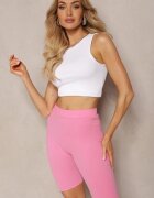 glo-story Pantaloni scurți tip colanți roz pal până la genunchi din bumbac Mellodia