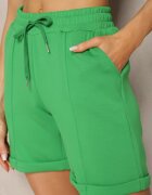 glo-story Pantaloni scurți Verzi Casual cu talie înaltă cu buzunare finisați cu elastic Shezetta