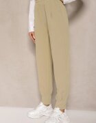 glo-story Pantaloni Verde deschis talie înaltă cu elastic în talie Teniela