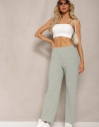 glo-story Pantaloni Verzi Largi din Material Fino Reiat Kasaida