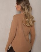 glo-story Pulover Elegant Bej închis cu Decorațiuni Brodate Delicate în față Reriala