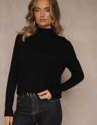 glo-story Pulover negru casual cu guler înalt în stil minimalist Seorienne