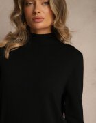 glo-story Pulover negru casual cu guler înalt în stil minimalist Seorienne