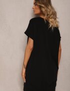 glo-story Rochie croi drept tip tricou neagră din bumbac elastic Ellensa