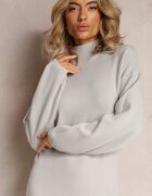 glo-story Rochie gri deschis Mini tip pulover cu mâneci largi Falis