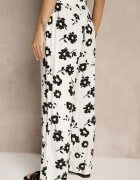 glo-story Spodnie Białe Largi High Waist cu model floral Elsedia