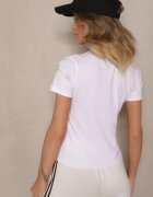 glo-story T-shirt Alb din Bumbac Decorat cu Stele cu Zirconiu Tenenisa
