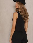 glo-story Top scurt Negru din Material striat Nevonessa