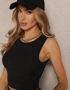 glo-story Top scurt Negru din Material striat Nevonessa