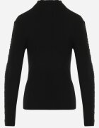 glo-story Tricot cu guler înalt asortat cu cusături verticale Azuria Negru