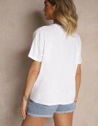 glo-story Tricou Alb din bumbac cu Aplicație cu paiete în formă de Fundă Tenuria