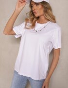 glo-story Tricou Alb din Bumbac cu Lanț Decorativ Imitând Colierul Sohna