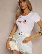 glo-story Tricou Alb-Roz De bumbac cu Imprimeu Zarinelle