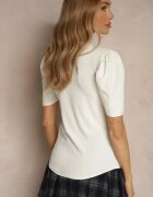 glo-story Tricou Bej cu Decolteu Triunghiular Sunille