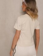 glo-story Tricou Bej din Bumbac Decorat cu Steluțe cu Strasuri de Zirconiu Tenenisa