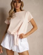 glo-story Tricou de bumbac roz deschis legat în partea de jos Sunalina