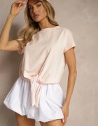 glo-story Tricou de bumbac roz deschis legat în partea de jos Sunalina