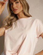 glo-story Tricou de bumbac roz deschis legat în partea de jos Sunalina