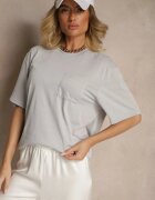 glo-story Tricou Gri deschis cu buzunar cusut TLanitra