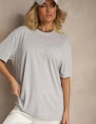 glo-story Tricou Gri deschis cu buzunar cusut TLanitra