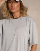 glo-story Tricou Gri deschis cu buzunar cusut TLanitra