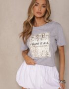 glo-story Tricou Gri deschis din bumbac cu imprimeu Tellanis
