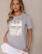 glo-story Tricou Gri deschis din bumbac cu imprimeu Tellanis