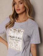 glo-story Tricou Gri deschis din bumbac cu imprimeu Tellanis