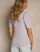glo-story Tricou mov deschis din material reiat cu pliuri la mâneci Kolaniella