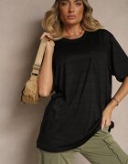 glo-story Tricou Negru cu buzunar aplicat TLanitra