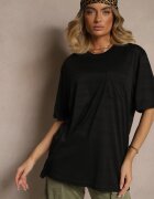 glo-story Tricou Negru cu buzunar aplicat TLanitra