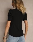 glo-story Tricou Negru cu Decolteu Triunghiular Sunille