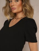 glo-story Tricou Negru cu Decolteu Triunghiular Sunille