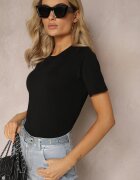glo-story Tricou negru cu Mânecă Scurtă din Bumbac Neted Jaellora